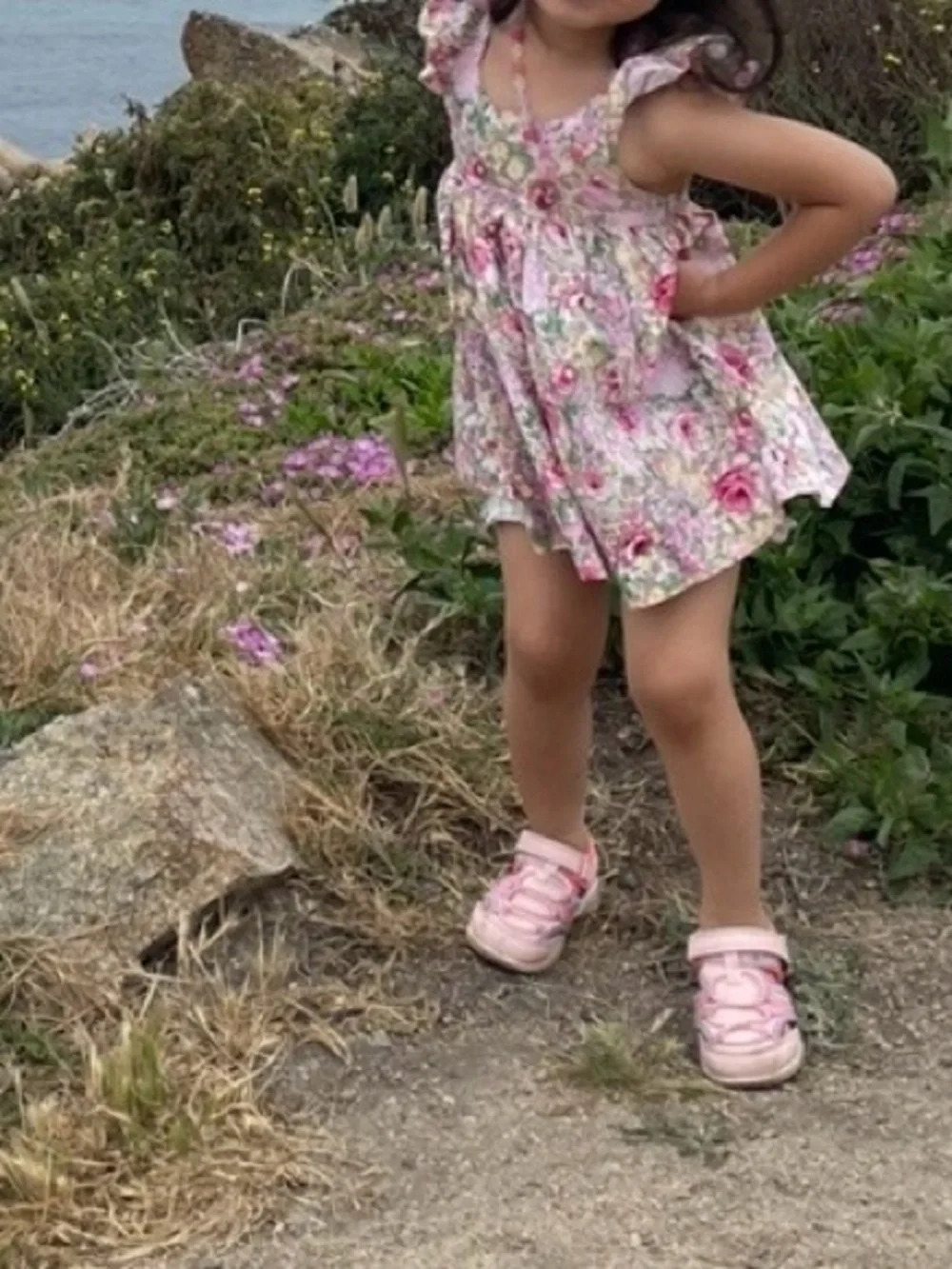 Lacey Lane  Floral Toddler Dress with Pink Sneakers